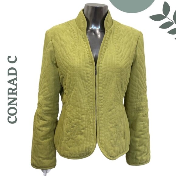 Conrad C Chartreuse Green Quilted Zip-Up Jacket | Sculpted Stylish | Size 6 - Picture 1 of 7